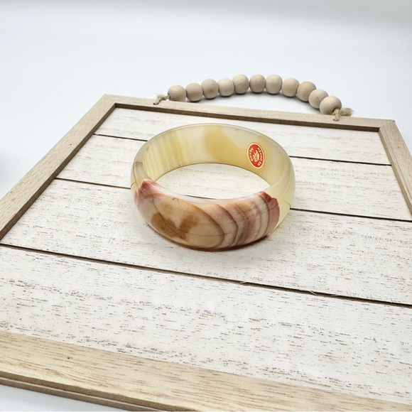 Vintage Mexico Natural Agate Quartz Mixed Color Bangle Bracelet Stamped - Picture 11 of 13